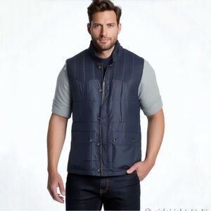 Ted Baker London Men’s Quilted Gilet Vest Navy Blue Waistcoat Sz 4 Large